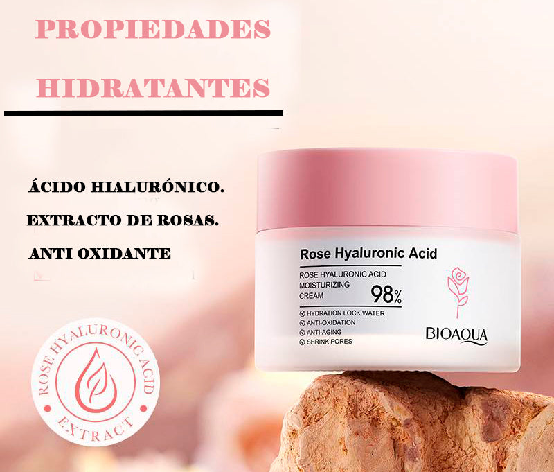 SUPER CREMA DE ROSAS Y ÁCIDO HIALURÓNICO PRODUCTO PREMIUM.