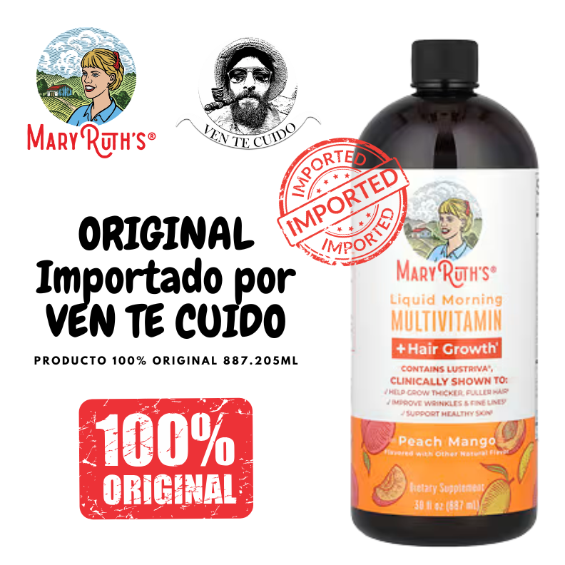 EL ORIGINAL MaryRuth's, Multivitamínico -Melocotón Mango, 450 ml (15,22 oz. Líq.) y de 887 ml (30 oz. Liq.) 🍑🥭