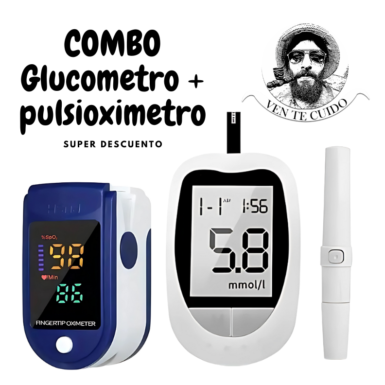 COMBO PULSIOXIMETRO Y GLUCOMETRO PORTATIL