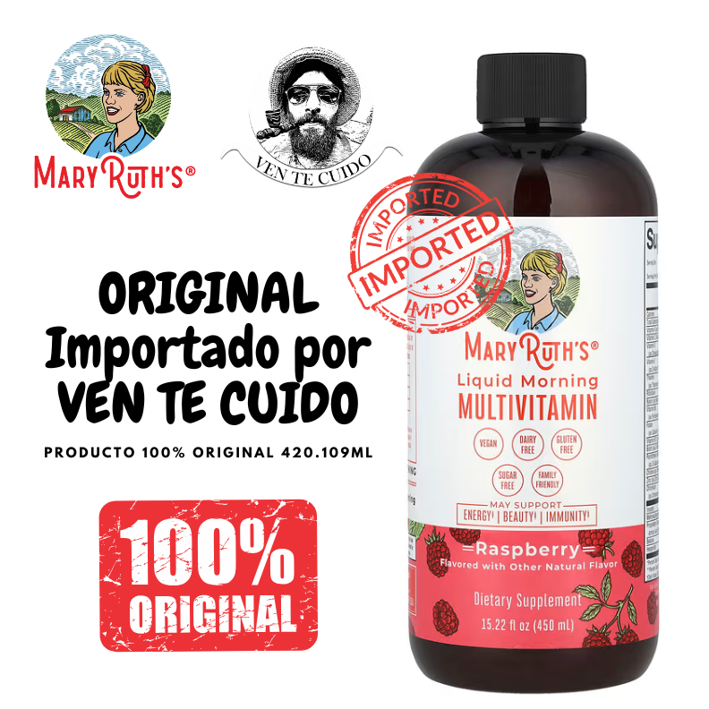 EL ORIGINAL MaryRuth's, Multivitamínico - Frambuesa, 450 ml (15,22 oz. Líq.) y de 887 ml (30 oz. Liq.) 🍓