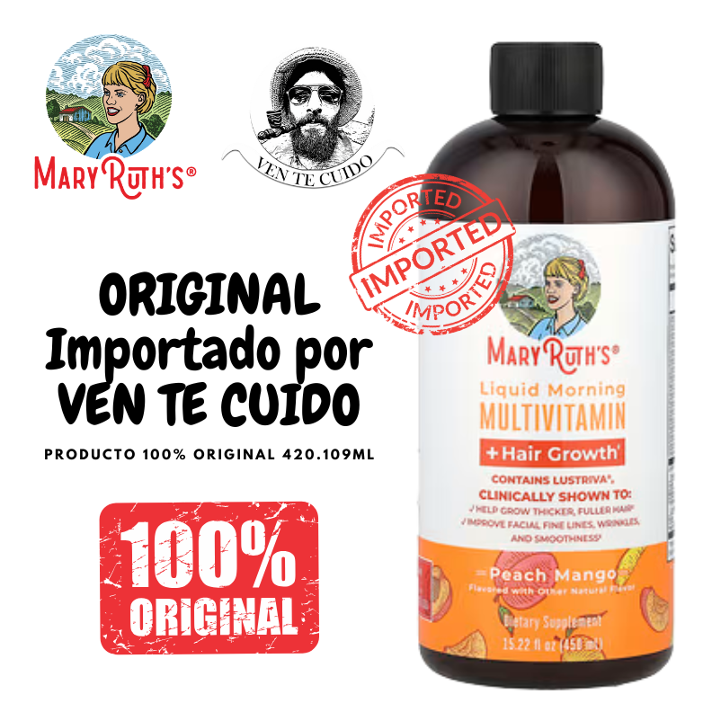 EL ORIGINAL MaryRuth's, Multivitamínico -Melocotón Mango, 450 ml (15,22 oz. Líq.) y de 887 ml (30 oz. Liq.) 🍑🥭